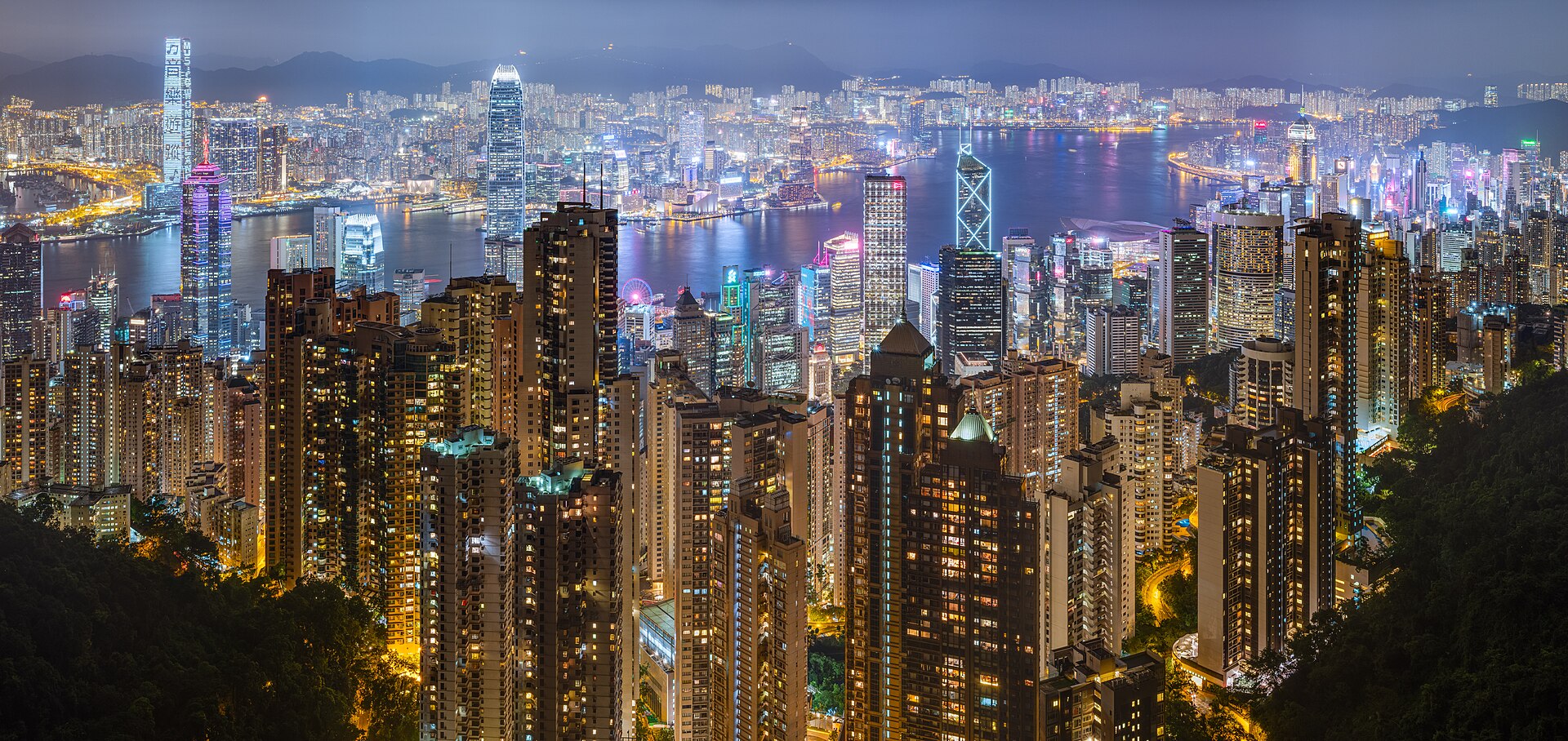 Hong Kong harbour at night